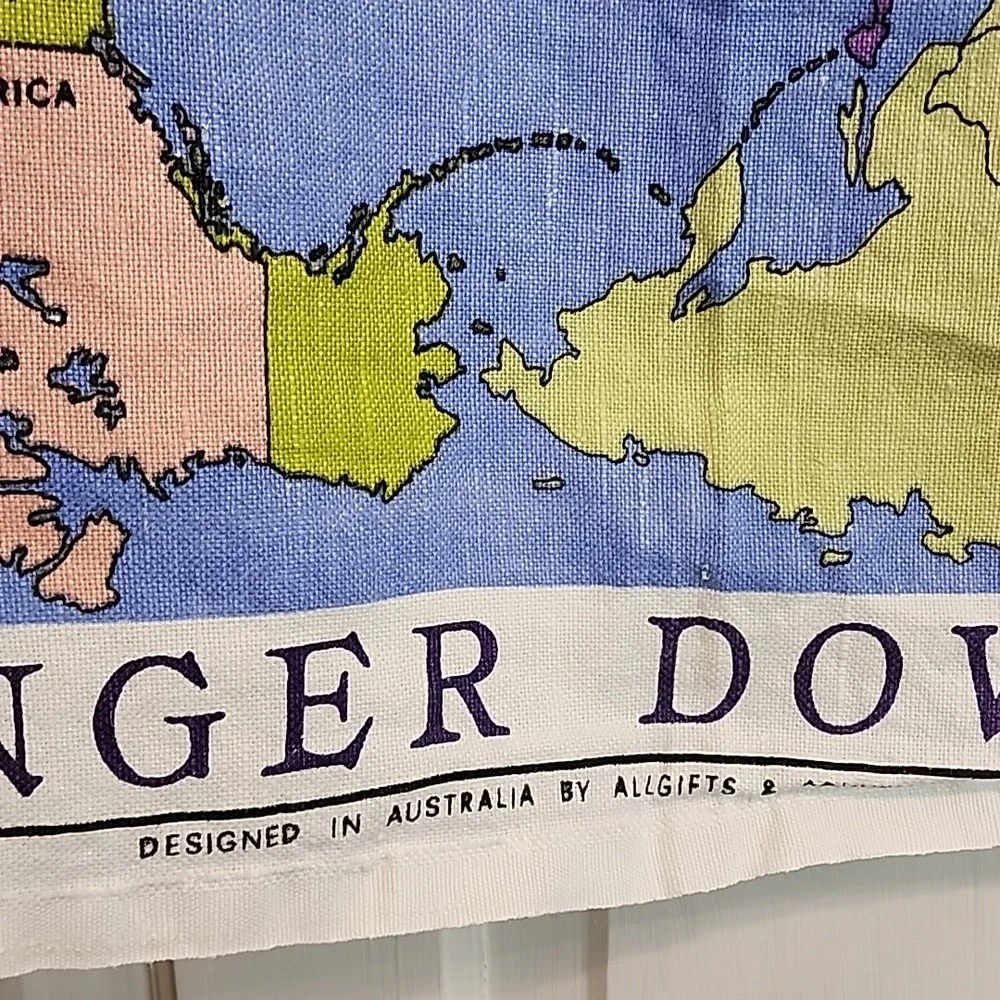 Australia Map Tea Towel - Blue and Multi-Color Unique & Upside Down